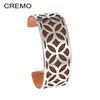 Bangle Cremo Stars Bangles roestvrijstalen armband Argent Bijoux Femme arm handboeien geometrie 25 mm omkeerbaar lederen streep1317U