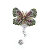 10pcs / lot porte-clés scintillants strass médecin symbole animal papillon forme d'éléphant porte-badge rétractable pour Nur2569