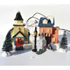 Julekorationer 10 Julstycken Belysad stuga Small House Christmas Tree Display Juldekoration Santa Claus Set Gifts X1020