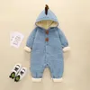 Rompers Cute dinosaur born Boy Girl Long Sleeve hooded mantle Zipper Baby coat Romper kids Clothes Autumn Winter Wear 0-12M 231020