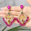 Dangle Earrings Chandelier Large Drop For Women Trendy Vintage Luxury Design Rhinestone Teardrop Prom Pendientes Unique Jewelry