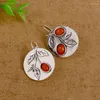 Boucles d'oreilles pendantes Vintage fleur rouge gemme bijoux de Style ethnique simples et polyvalents