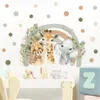 Wandaufkleber, Boho-Cartoon, afrikanisches Tier, Giraffe, Elefant, Aquarell-Aufkleber, Vinyl, für Kinderzimmer, Heimdekoration, 231019