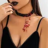 Pendant Necklaces European Gothic Simulation Red Bleeding Tassel Necklace Female Halloween Black Crystal Beads Chains Choker For Women