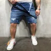 Heren Gescheurde Denim Korte Overalls Nieuwe Modieuze Stretch Jarretelbroek Hiphop Zwart Blauwe Jeans Met Gaten Plus Size 3XL222p
