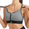 Yoga Outfit Seamless Sports Bra Ajustável Back Support Mulheres Front Zipper Fechamento Cruz para Correr