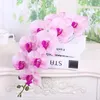 Flores decorativas grinaldas artificiais phalaenopsis orquídea flores real toque látex de alta qualidade borboleta orquídeas haste planta flores 231020
