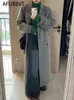 여자 양모 블렌드 프랑스 게으른 스타일 따뜻한 여성 신선한 겨울 클래식 레트로 느슨한 여성 모직 코트 세련