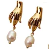 Stud Stud örhängen Real Baroque Pearl Earring 18K Gold Plated 925 Sier Needle Exquisite Elegant Women SMYCKE LUXURY Fashion Quality G DHCS1