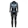 Donne Scheletro Robot Stampa 3D Cerniera posteriore Costume di Halloween Body intero Pagliaccetto di Capodanno 2023