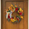 Decorative Flowers Fall Wreath For Front Door Decoration Autumn Artificial Harvest Thanksgiving Dropship
