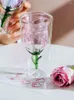 Verres à vin Double tasse d'eau Rose pour filles, verre créatif de haut niveau d'apparence, résistant à la température, Anti-café