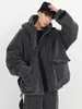 Herenvesten Winter Dikke Warme Oversized Donkergrijze Sherpa Jas Heren met Kap Rits Pluizig Los Casual Imitatie Lamsbontjas 2023 jgblui 231020