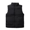 Men's Vests Men Vest Jacket Autumn Winter Sleeveless Zipper Solid Color Black Puffer Streetwear Fashion
