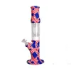 15 pouces de hauteur narguilé verre Bongs 8 bras arbre percolateur Silicone main fumer eau Bong 14mm Dab plate-forme Ashcatcher Bong