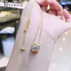 Collares colgantes TIYINUO Real 18K oro AU750 un diamante colgante collar de clavícula pendientes de tuerca joyería fina para mujer regalo de compromiso 231020