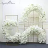 Decorative Flowers Wreaths White Rose Hydrangea Large Flower Ball Artificial Green Plants Flower Row Runner Wedding Backdrop Decor Floral Wall Party Props 231020