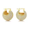 Hotsale femmes boucles d'oreilles jaune blanc plaqué or complet Bling CZ rond cerceaux boucles d'oreilles pour filles femmes pour fête de mariage beau cadeau