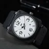 Män armbandsur Mänmaskiner Top Brand Watch Bell Rubber Multifunktionella vattentäta klockor Ross Diver Sports Clock Reloj