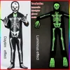 Cosplay Jumpsuit Scary Skeleton Costume Zombie Outfit with Glow-in-the-dark Carnival Party Dress Boys Girls Kids