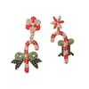 Kolczyki Dangle Rhinestone Candy Cane Boże Narodzenie z łukiem dla kobiet Costume Biżuter