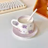 Tazze Piattini Set tazza da caffè e piattino in ceramica stile viola creativo Set Premium Sense Confezione regalo per tè pomeridiano dipinta a mano