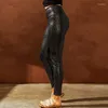 Kvinnors leggings nio punkts bottenbyxor för kvinnor i hösten elastisk djurtryck tätt gata läder