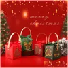 Decorações de Natal Decorações de Natal 3 Pcs Sacos de Presente de Papel Kraft com Janela Transparente Alça 2024 Ano Presente Biscoito Doces P Dhlvy