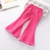 Trousers Girls' Denim Flared Pants Solid Color Simple Casual Foreign Skinny Stretch Children's