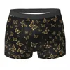 Cuecas borboleta roupa interior ouro e calcinha masculina preta impressa confortável tronco de alta qualidade boxer breve tamanho grande