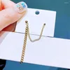 Stud Earrings High Quality Double Ear Hole Piercing Earring Chain For Women Gold Color Plated Copper Jewelry