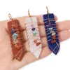 Anhänger Halsketten 1 stücke handgewickelte natürliche stein amethyst opal lapis lazuli schwert mit kette display box für frauen männer schmuck zubehör