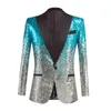 Abiti da uomo Lucido Cambiamento Graduale Paillettes Glitter Impreziosito Giacca da Uomo Discoteca Prom Giacca Costume Maschile Cappotto di Scena Ballerini