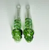 11.5cm skull shape heat resistant glass oil burner pipe green smoking pipe hand tobacco tube