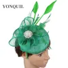 Bérets de haute qualité 4 couches vert fascinateur chapeau Vintage fête formelle Fedora chapeaux bandeau nuptiale spectacle casque pince