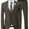 Costumes pour hommes costume 3 pièces un bouton revers coupe ajustée robe d'affaires décontractée pour mariage smoking blazer pantalon gilet