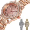 Inne zegarki Women Watch Full Diamond Top Luksusowa marka Kwarcowa stal dla kobiet punk elegancki Crystal Fashion zegar na rękę 231020