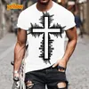 T-shirts pour hommes 2023 Mode Christian Jesus Cross Impression 3D Unisexe Casual T-Shirts Tops