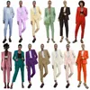 Costumes pour femmes Blazers GJXSDNX femmes mode deux pièces ensembles TRAF tenue de bureau Blazers manteau et avec ceinture taille haute pantalon Simple couleur unie costume 231020