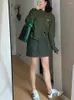 Robes de travail femmes tenues vintage 2 pièces ensemble manches longues simple boutonnage pull cardigan taille élastique jupes à carreaux élégant automne hiver