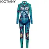 Terrorist Bloody 3D Printed Women Jumpsuit Carnival Fancy Party Cosplay Costume Bodysuit Adults Fiess Onesie Outfits
