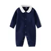 Newborn Desinger Baby Romper Brand Letter Print Long Sleeve Jumpsuits 100% Cotton Comfortable Infants Girl Boys Clothing