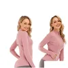 Yoga outfit Lu-088 2022 Yoga Jacka Kvinnor Definiera träningspass Fitness Sport Snabbt torrt Aktivkläder Top Solid Zip Up Sweatshirt S Dhew7