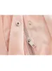 Women's Leather Faux TRAF Pink Bomber Jacket for Women High Quality Coat Vintage Spring Summer Female Fashion Long Sleeve Loose Top 231020