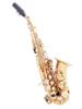 Saxofón soprano curvo profesional con llave B dorada, botón de carcasa chapada en Latón dorado, instrumento de tono de grado profesional