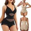 Frauen Shaper Mesh Shapewear Bodysuit für Frauen Mädchen Bauchkontrolle Körper Shaper Deep V Hals Tanga Anzüge Tailentrainer Korsett Korsett