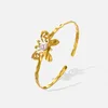 Bangle Roestvrij Stalen Armbanden Voor Vrouwen Goud Kleur Vlinder Brede Armbanden Mode-sieraden Accessoires Gift Pulseras