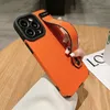 Fashion designer patterned phone case Luxury ultra-thin leather covered iPhone 14Plus 13 12 ProMax 11 XR 8P Solid color wristband