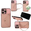 Borsa a mano Custodie per telefoni Apple per Iphone15 14 13 12 Plus Porta carte Pro Max Cinturino in pelle PU moda Anti-goccia Supporto per telefono cellulare Coperture protettive per telefono non ingiallite