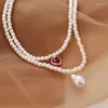 Colares Pingente YADA Trendy Pearl Bead PresentsNecklace para Mulheres Bonito Dupla Camada Cadeia Declaração Bijoux Femme Colar SE210012